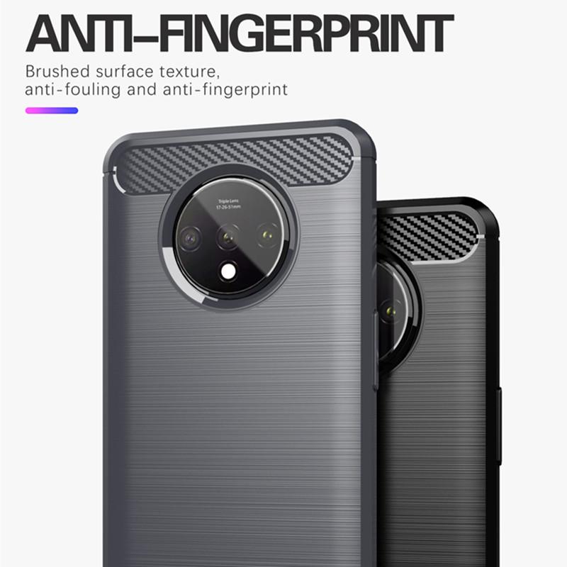 Brushed Texture Case For 1+7t Oneplus 7T Silicone Cases for Oneplus7t One Plus 7T Luxury Carbon Fiber Soft TPU Phone Cover