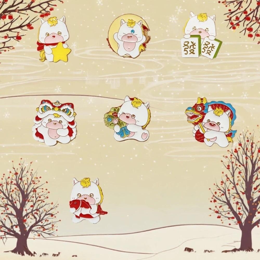Cartoon Metal Steed Brooch Chinese Style New Year Lapel Pins Animal Brooch  Backpack Decoration