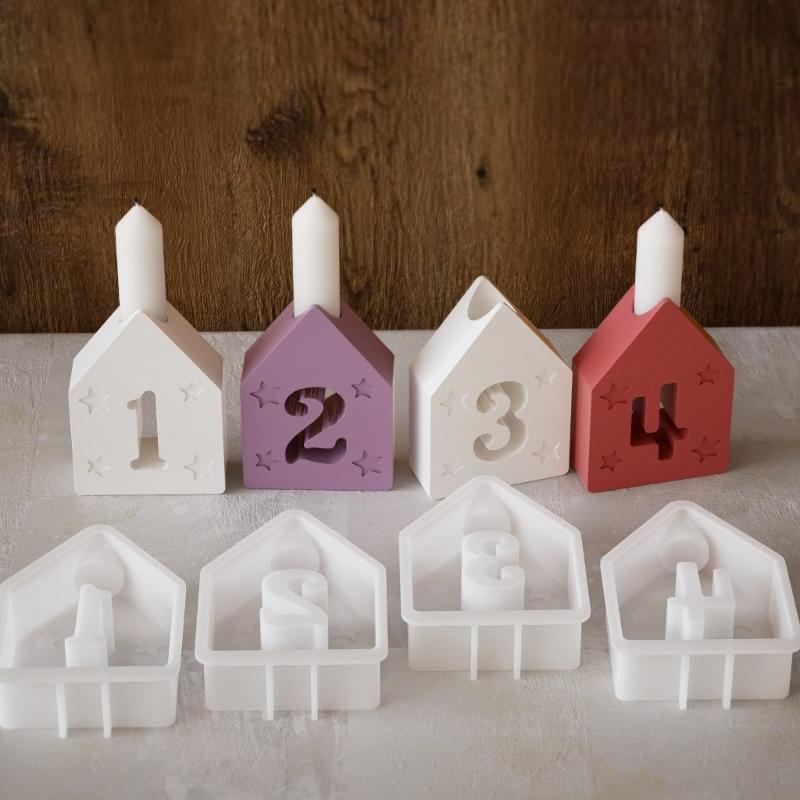 4pcs Creative Flexible Silicone Mold for Number Candle and Ambients Lights Decoration for Birthdays and Celebrations