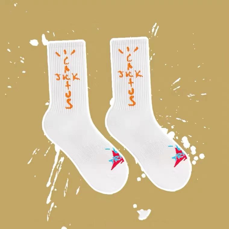European And American Trendy Brands Ts Letter Brand Inverted Logo Cashew Nut Socks Trendy Sports Socks Pure Cotton Socks
