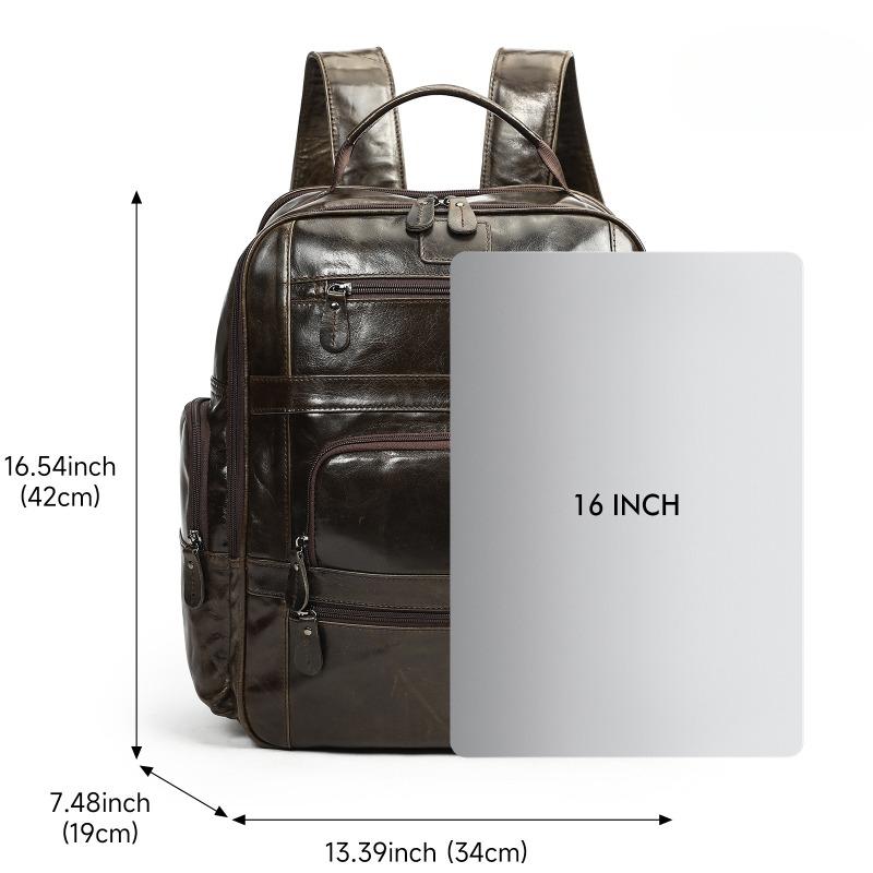 Genuine Leather Premium Layer Cowhide Men's Business Travel Leisure Backpack Computer Bag