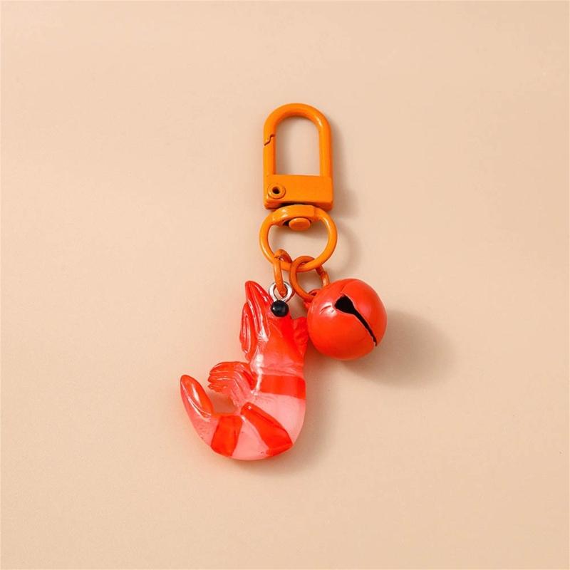 Cartoon Simulation Lobster Keychain Artistic Resin Pendant Bell Embellished Decoration For Girls Bag Accessories