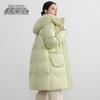 Dicke mittellange Damen-Daunenjacke mit Kapuze
