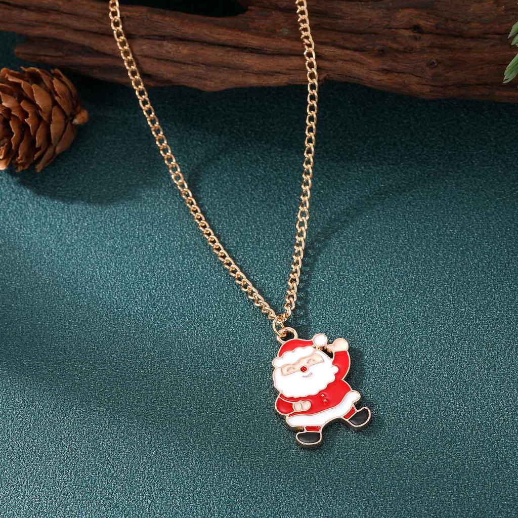 Mode Weihnachtsmann Halskette Anhänger Ohrstecker Set Mädchen Niedliche Ohrringe Exquisiter Schmuck Liebhaber Paar Geschenk Halskette Ohrring Set Kombination