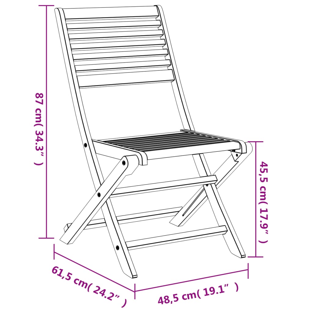 Garden Chairs 2 pcs. Foldable 48.5 x 61.5 x 87 cm Solid Acacia Wood