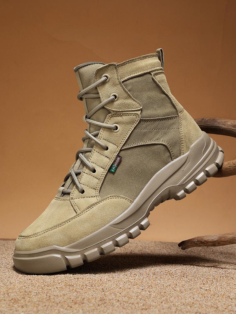 Large Size Men's Shoes Martin Boots Casual Men's Outdoor Hiking Shoes Yellow Boots Anti-Desert Boots Tactical Martin Boots