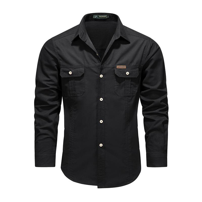 Spring and Autumn Tooling New Shirt Men's Overalls Cotton Casual Loose Inch Shirt Outdoor Men's Washed Shirt Tide