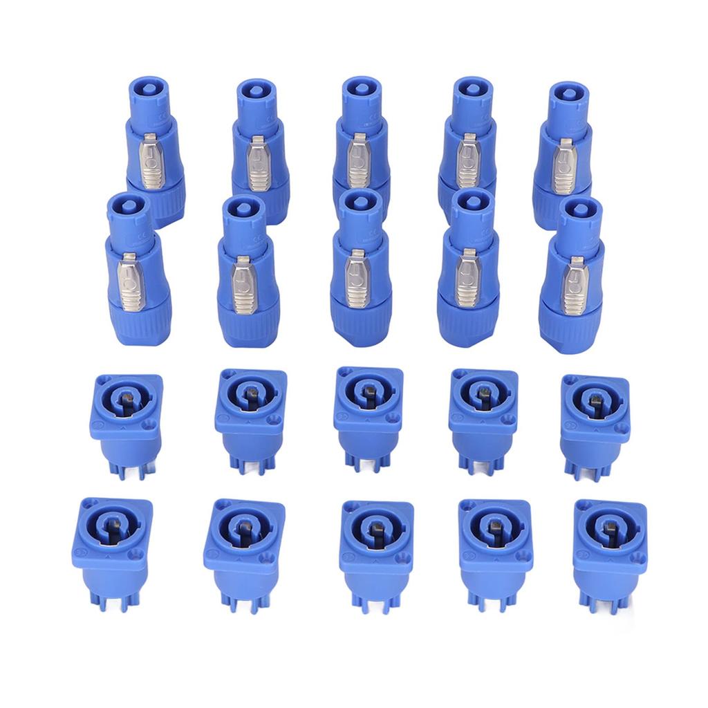 10 Sets 3-Pin Power Connector MaleFemale Plugs, Aviation Connectors, ABS, 10 Sets 3-Pin Power Connectors, Professional Stage Light Power Cable Plugs,