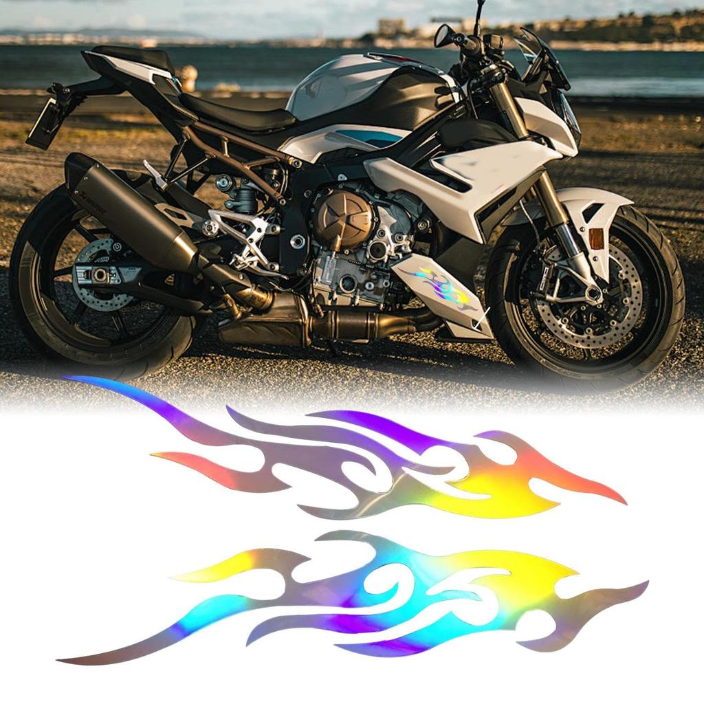 Motorcycle Sticker Decal - Flame Design for Car - Set of 2 Waterproof Emblems
