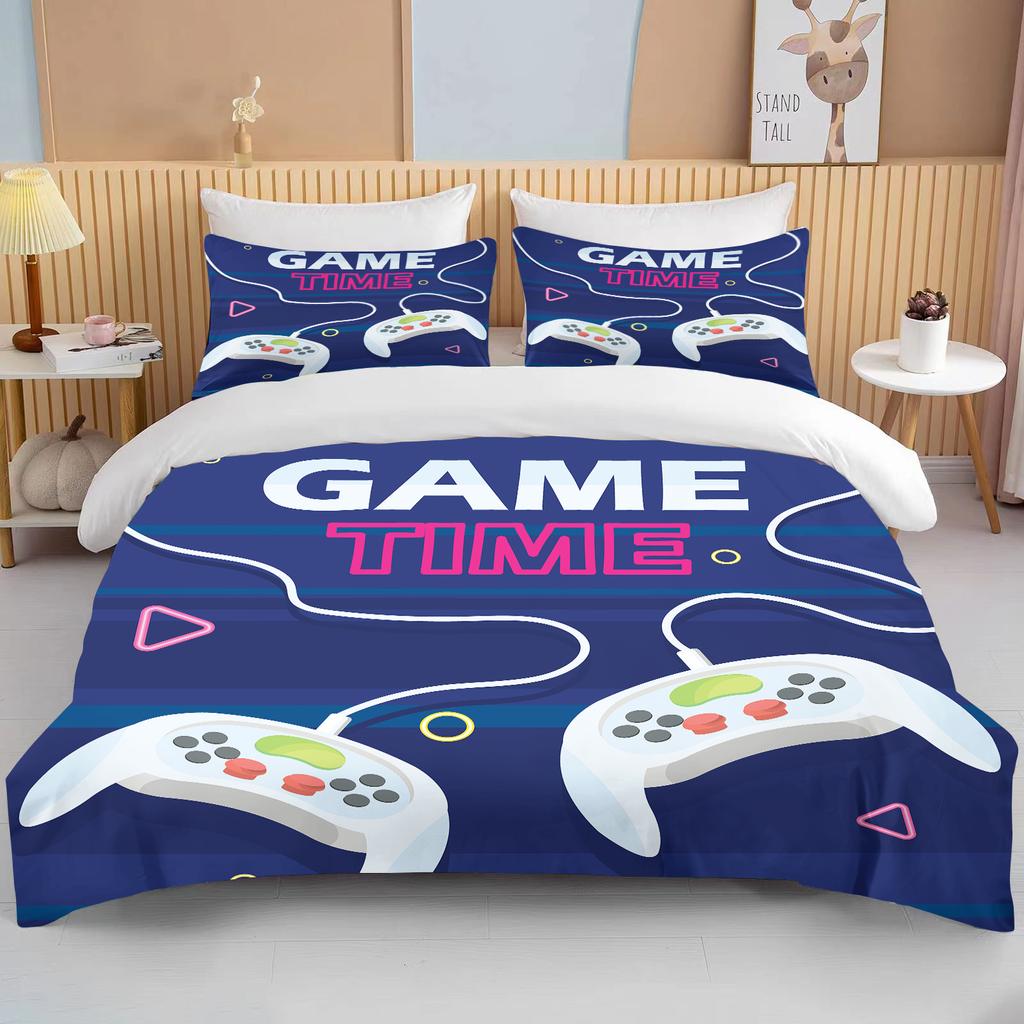 10 Sizes Beautiful Gamepad Patterned Bed Set Of Three  King Size Double Bed Bedding Set Microfiber Or Polyester Duvet Cover Set