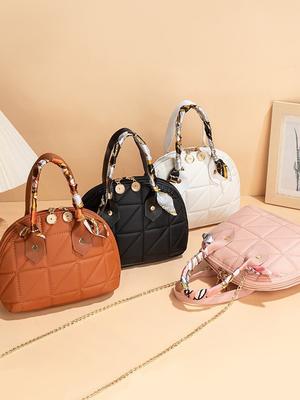 Handbag Embroidered Diamond Grid Women's Bag Small New Style Single Shoulder Crossbody Bag Design Fashionable Casual Chain Bag