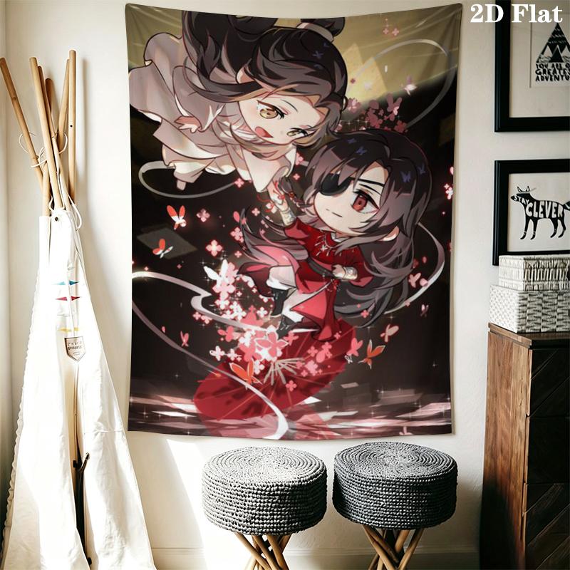 Heavenly Official's Blessing Wall Tapestry Aesthetic Wall Hanging Printed Fabric Blanket Decorative Tapestries for Bedroom Living Room Home Decor