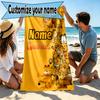 Custom Name Personalized Garfield Print Beach Towel, for Trip Camping Beach Party Home Decor, Birthday Gift for Family & Friends
