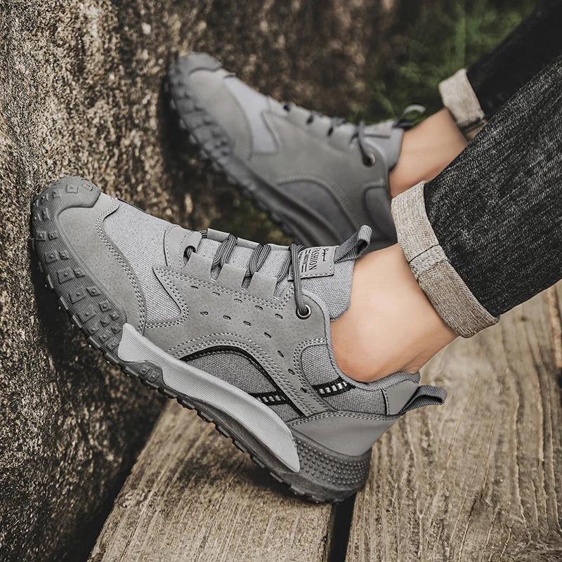 Men's Sports Running Gray Jogging Shoes Casual Sports Shoes Outdoor Breathable Mesh Flat Bottom Light Shock-absorbing Tennis