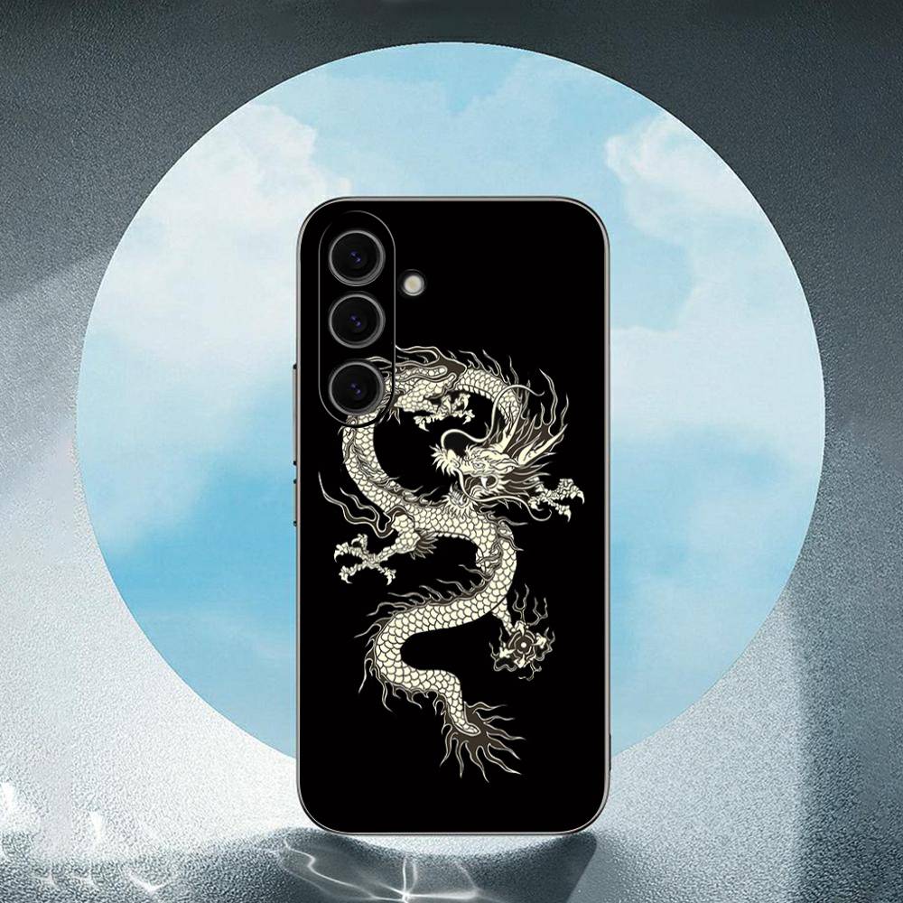 Fashion Animal Red Dragon Luxury Black Phone Case For Samsung Galaxy S23 S24 S25 Ultra S22 Plus S21
