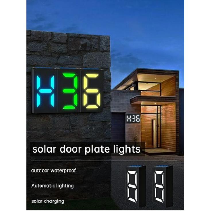 Solar Powered LED House Address Number Digits Street Road Door Plate Wall Light