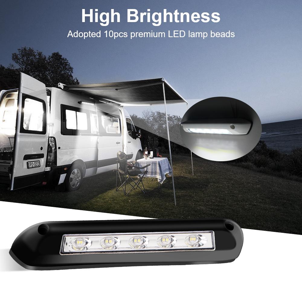 RV Van Trailer Exterior Lamp LED Awning Porch Light Caravan Interior Wall Lamps 12V/24V Caravan Accessories Light Bar