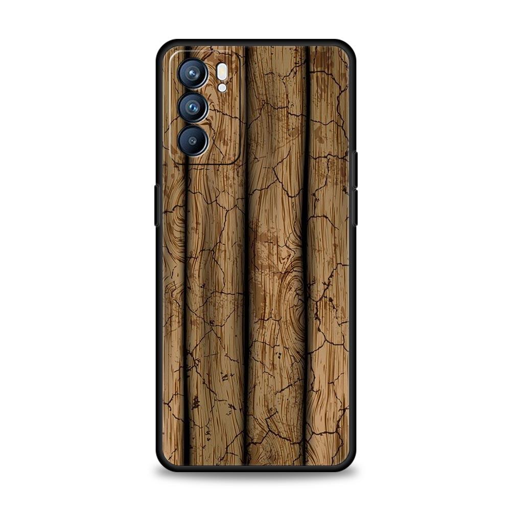 Luxury Vintage Wood Grain Pattern Phone Case For Oppo Reno 13 12 11 10 7 F Find X5 X6 A98 A80 A79 A78 A57 A54 A17 Pro Soft TPU