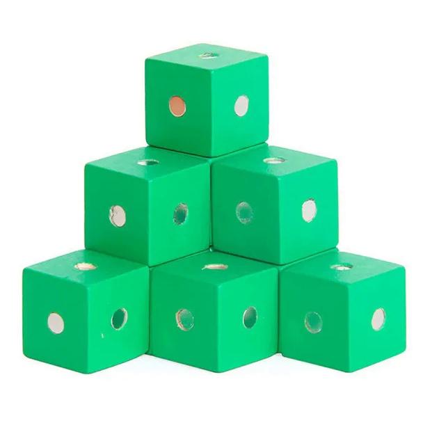 

Монтессори 2*2*2 см квадратный куб Радужные магнитные блоки строительные сборочные блоки развивающие деревянные игрушки для детей 10PCS-Light green
