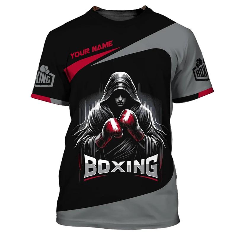 Boxing Series Men's Cool Fighting Pattern T-Shirt 3D Printed Personality Daily Leisure Fashion Sports Round Neck Short Sleeved T-shirt