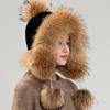 Winter Fox Rex Rabbit Lei Feng Hat Women's Warm Ear Protection Versatile Travel Thickened Windproof Ski Ear Protection Hat Fur Hat