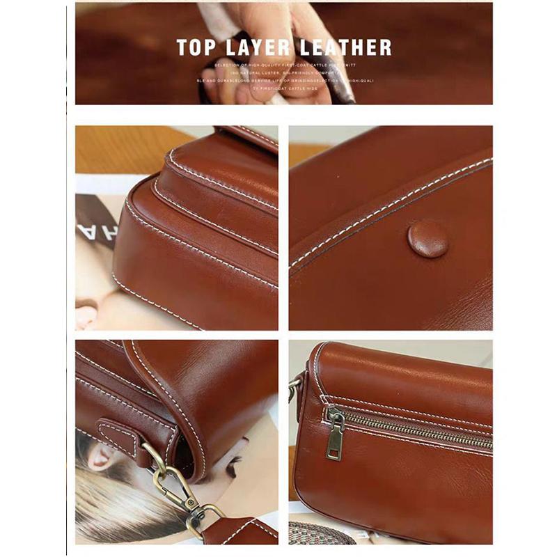 Women Natural Cow Leather Bag Lady High Quality Commuter Shoulder Bags Female Luxury Retro Crossbody Bag Ladies Cowhide Handbag
