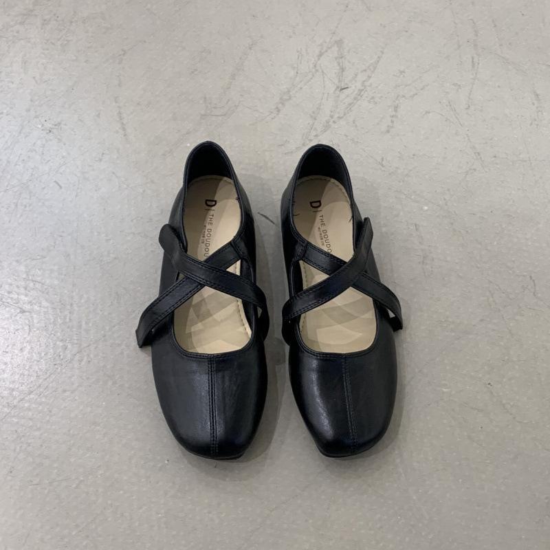 Korean Version of Cross-strap Silver Loafer Beanie Shoes 2025 Spring and Autumn New Gentle Ballet Flat Single Shoes Women's Ladyshoes