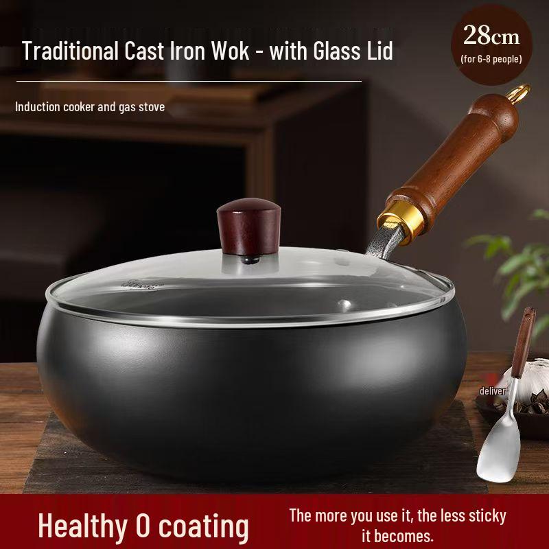 SPUCR Supugu Antihaft-Großer Bauch-Eisenkochtopf & Wok für Induktionsherde