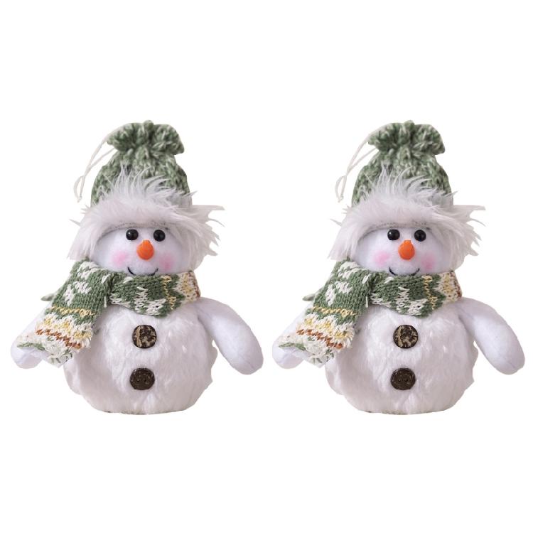 Set Of 2 Decorative LED Lamps Snowman Ornament with Colorful Accessories Elegant Christmas Ornamentation Supplies