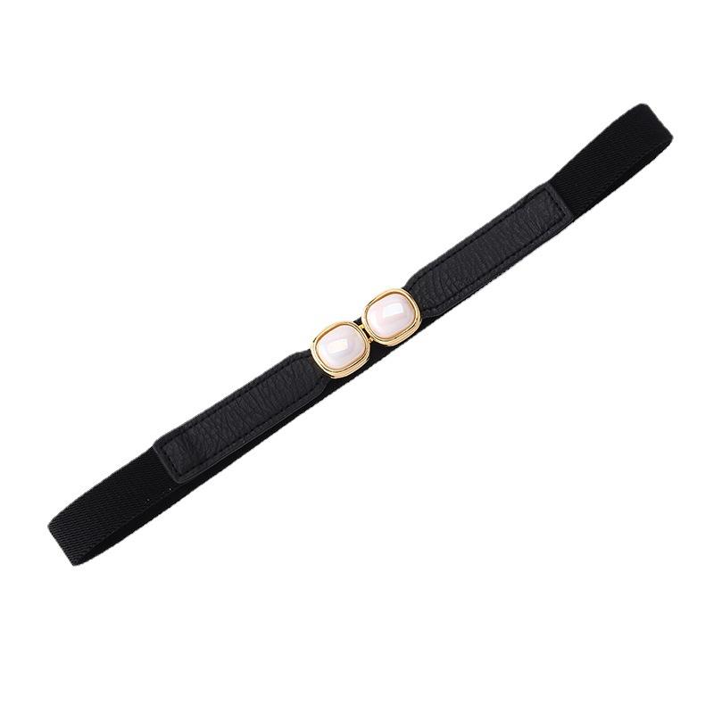 And Versatile Belt Slimming With Retro  Buckle Belt Decoration Dress