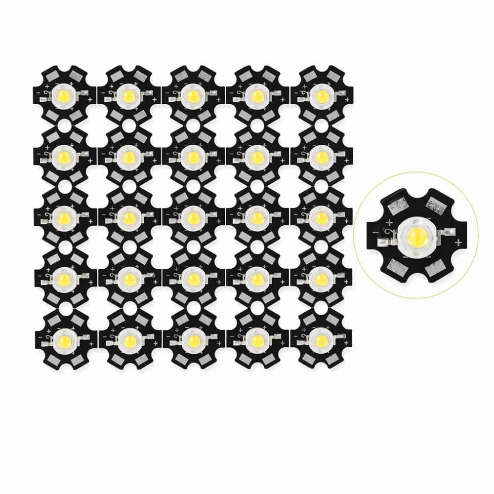 25PCS Aluminum Base LED Chip 3V LED Lamp Chip Durable LED Bead Bulb Lamp