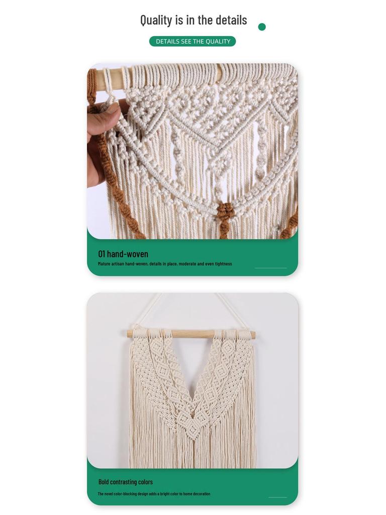 Europäische Böhmische Gewebte Baumwollseil Wandteppich mit Quasten – DIY Heim Wandbehang Dekoration.