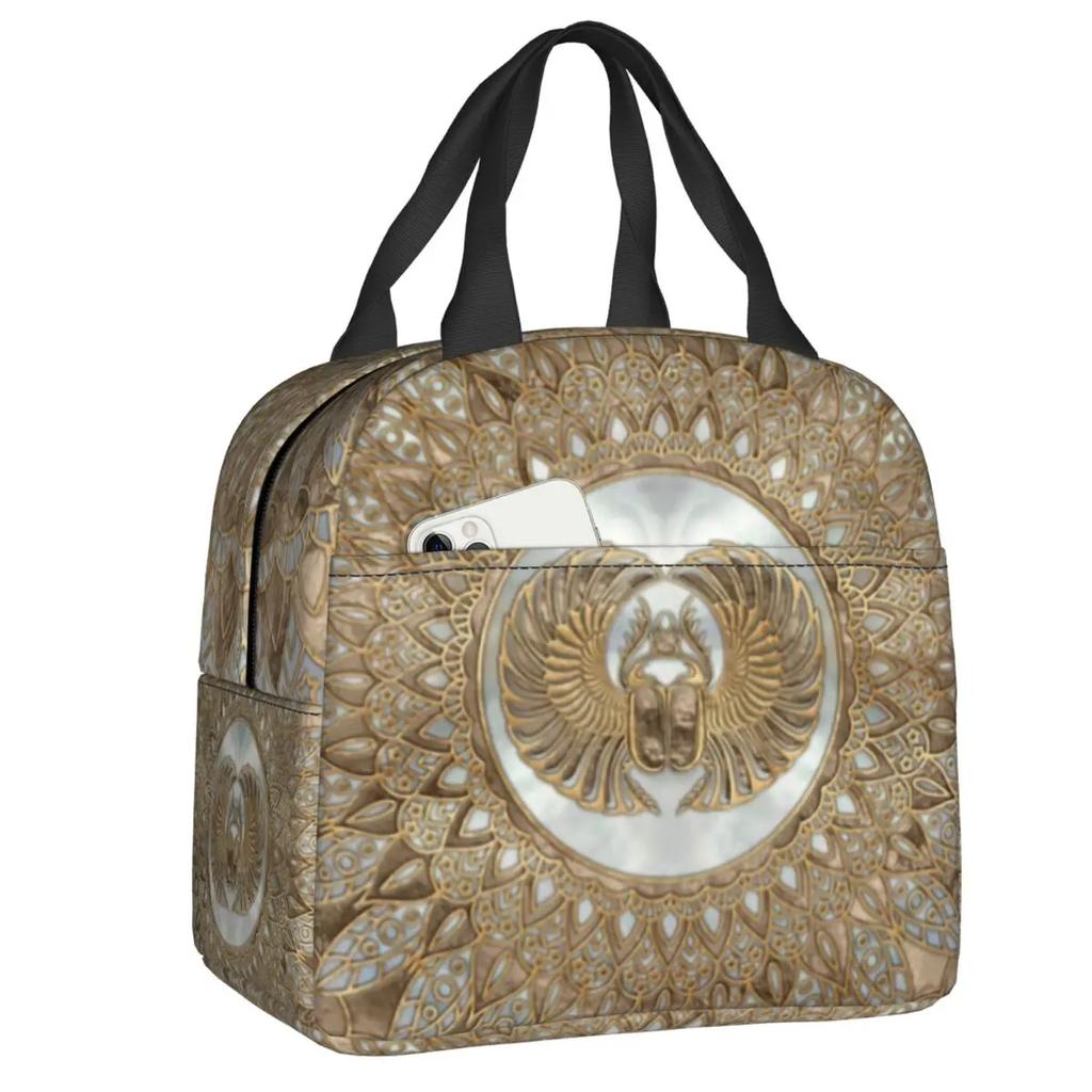 Thermoisolierte Lunchtasche mit ägyptischen Hieroglyphen, für Damen, Ägypten, wiederverwendbar, Lunchbehälter, Aufbewahrungsbox für Lebensmittel im Freien, Camping, Reisen