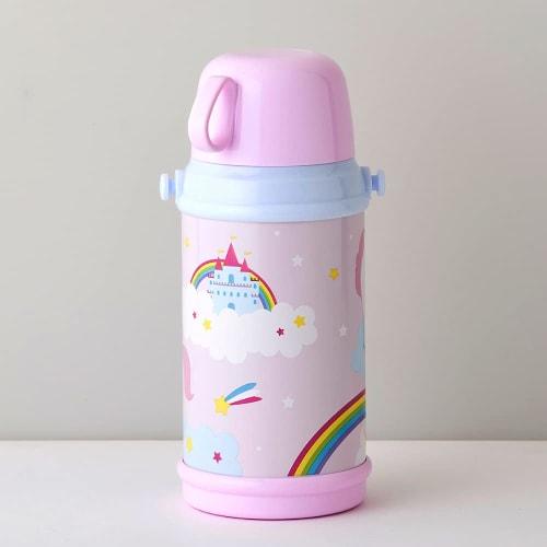 Doshisha Kids' 2-Way Water Bottle, 600ml, Unicorn Pink