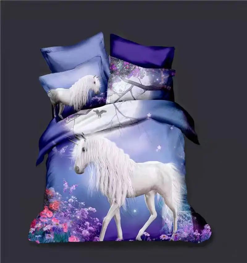 

Cartoon Unicorns Bed Linens 140x210 Bedding Set For Single Print Hd Kids Duvet Cover Sets Twin Size Housse De Couette Wholesale EU single(135x200cm)