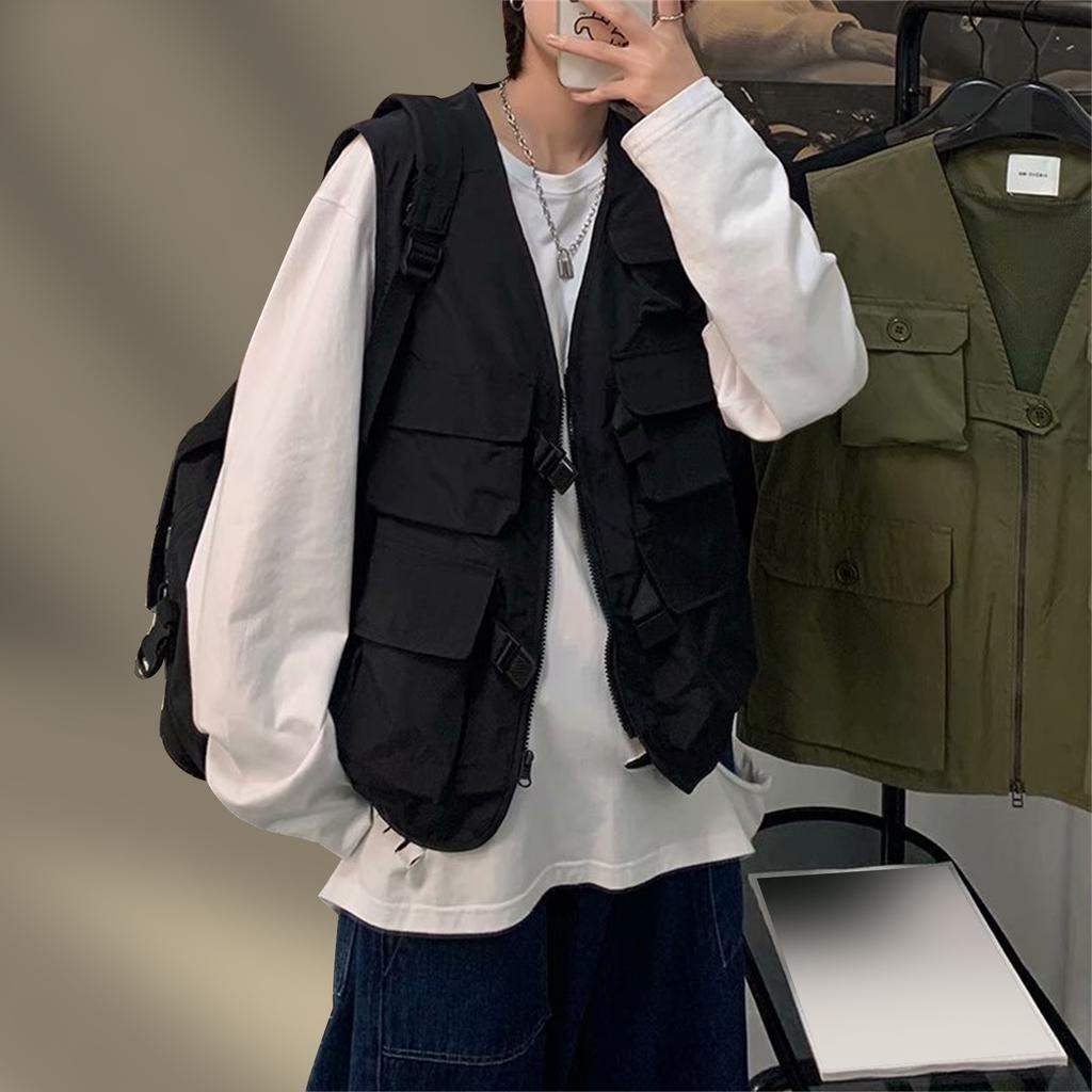 Pánská pevná vícekapsová pracovní vesta outdoorové sportovní tílko