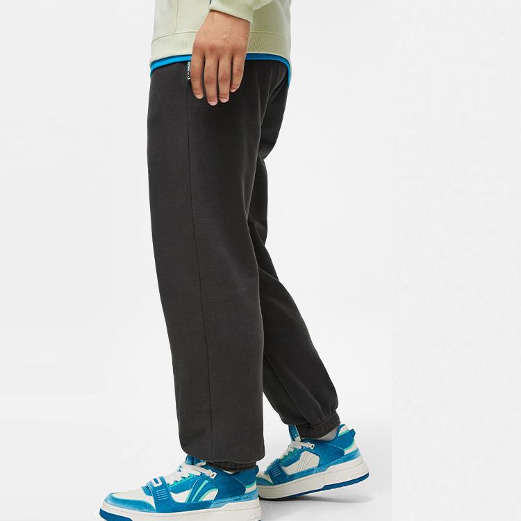 Li Ning Basketball Series Letter Print Lace-Up Mid-Waist Cuffed Knitted Sports Pants Men pants Dark-Gray AKLU087-7