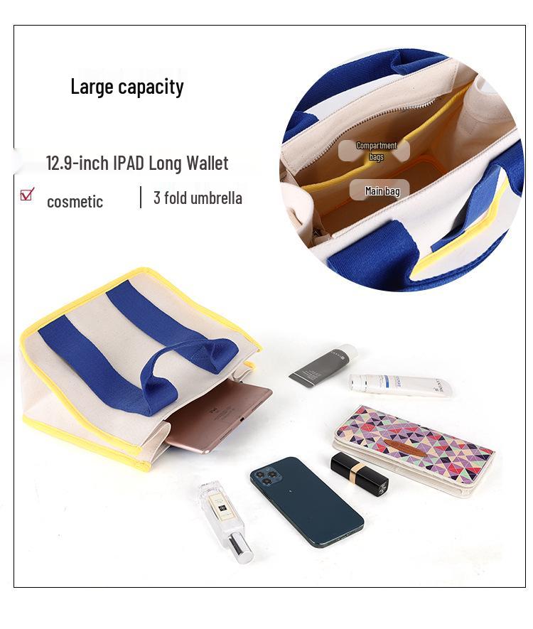 Korean Color Block Canvas Handbag Women's Fashion, Large & Small Sizes, Work & Casual Crossbody Bag