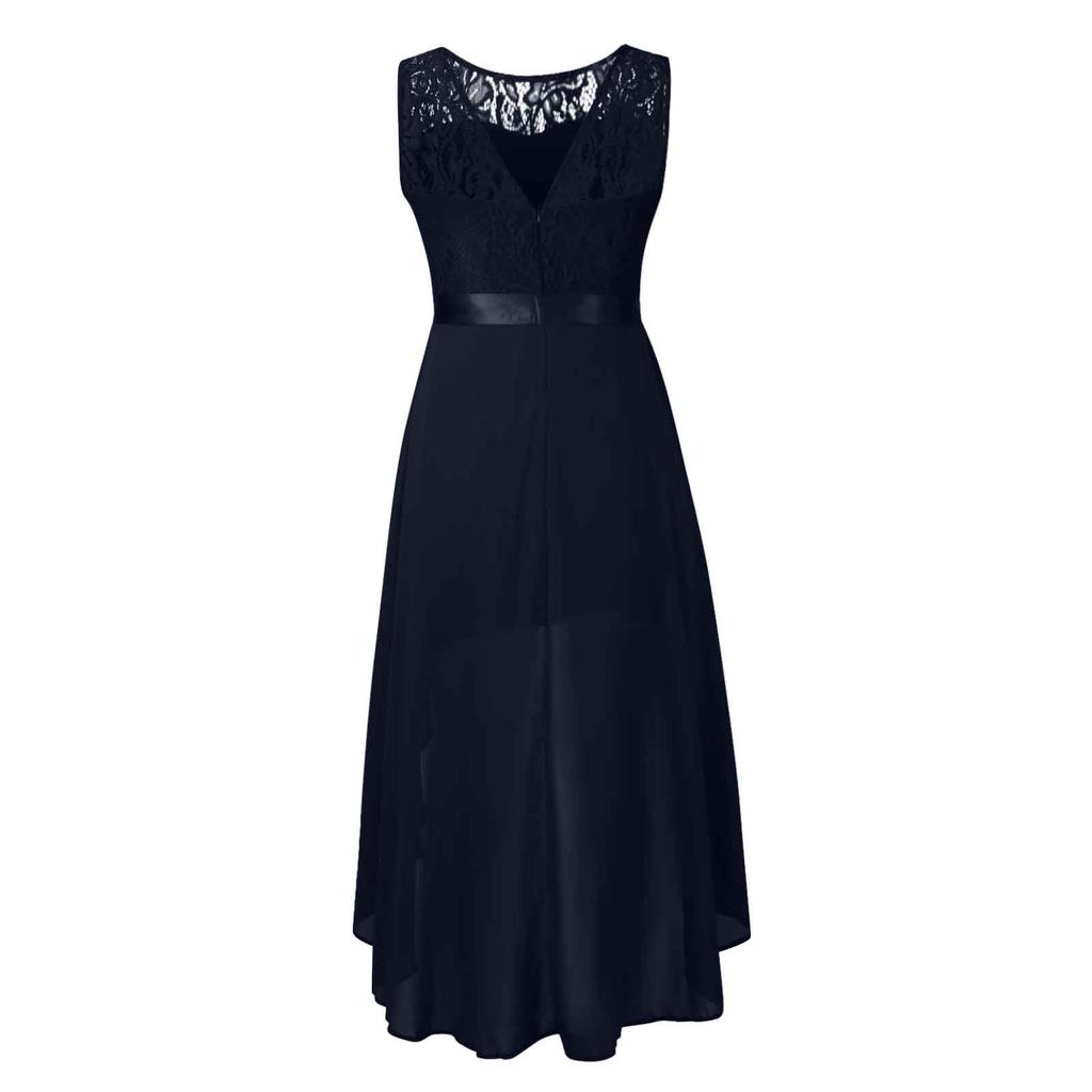 Women's Sexy Lace Splicing Swing Dress Sleeveless Irregular Dress  For Party
