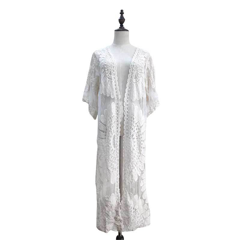 Beach Skirt Long Skirt Super Fairy Seaside Lace Shirt Foreign Style Beach Coat Super Sexy Fashion Versatile Hollow Temperament
