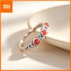 BF CLUB 925 Sterling Rings for Women Simple Geometric Handmade Irregular RetroRed Wheat Shape Ring Allergy For Birthday Gift