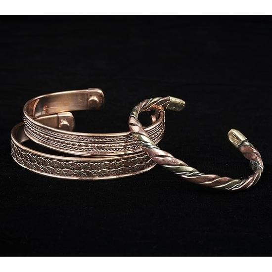 Crocon Exclusive Tibetan Copper Adjustable Bangle Bracelets for women and men Indian pattern  Gift for him & her