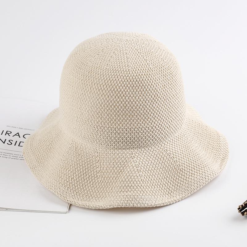 

Straw hat bucket hat summer sun protection ultraviolet breathable sun hat mesh versatile foldable adjustable M (55-58cm) брудно-білий