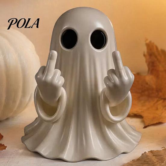 Spooky Cute Home Decor Halloween Ghost Figurine, Funny Middle Finger Statue, Table Decorations, Cartoon Modern Resin Holiday Desktop Ornament