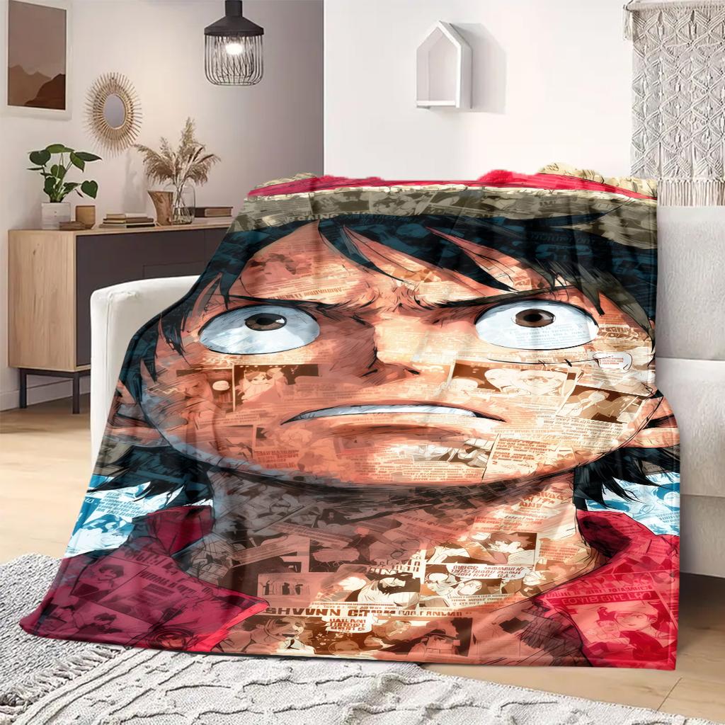 OnePiece Anime Print Blanket Warm  Comfortable Flannel Blanket Suitable for Bedrooms, Sofas, Beds, Chairs, Picnics, Travel