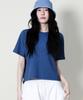 Deumakeu Solid Semi-Crop French Half-Sleeve T-Shirt Blue