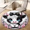 1pc Office Carpet Chair Mats Cute Cow with Bow and Flowers Perfect for Decorating Office Chairs, Living Rooms, Or Bedrooms.YDT068