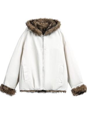 Unisex Amerikanische Retro Pelzkragen Verdickte Winter Arbeitskleidung Jacke