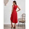 IHUASU Summer Women's Summer Fashion Sleeveless Solid Color A-line Crepe Mid-dress