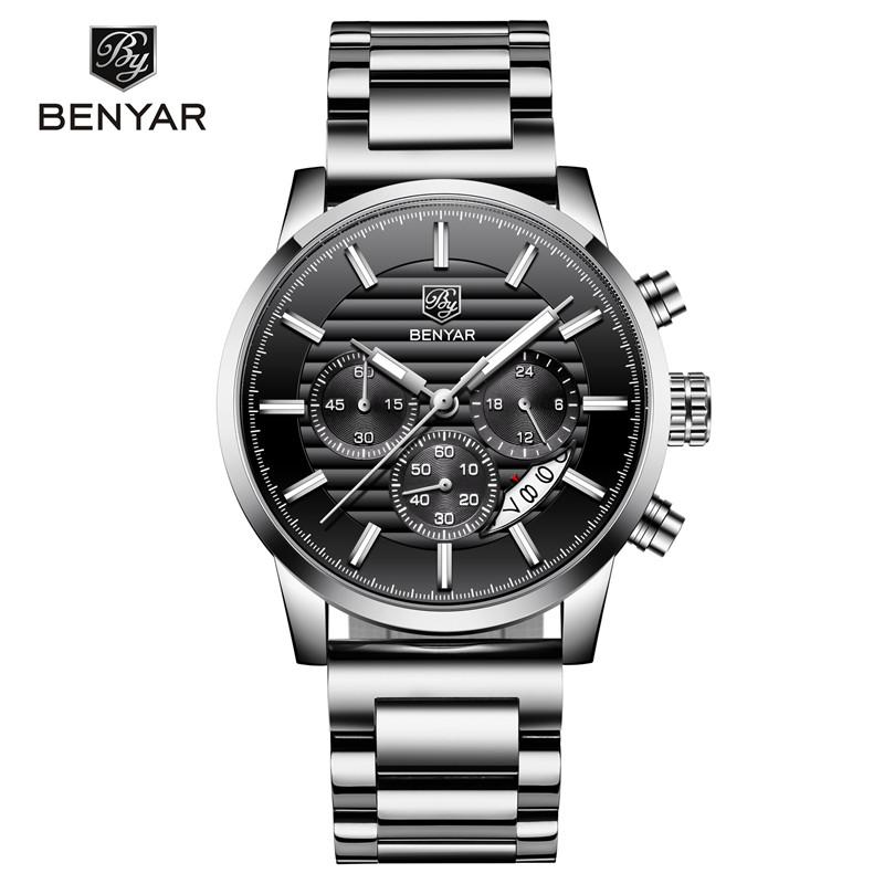 BENYAR Watches Men Top Luxury Brand Chronograph Sport Man Watch Military Leather Clock Quartz Wristwatch Relogio Masculino 5104